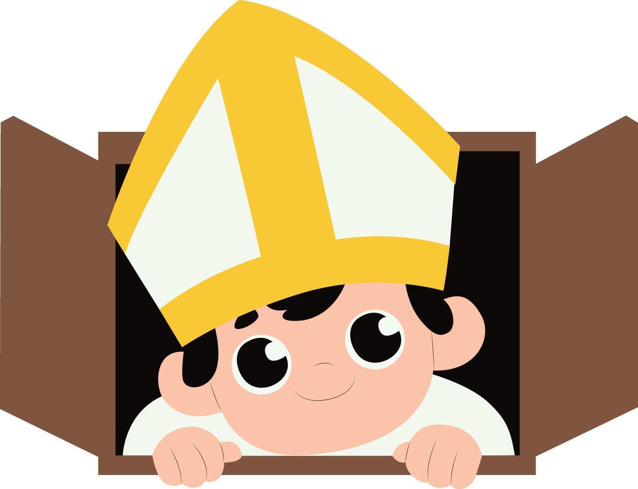 Boy Pope Box Cartoon Illustration peeking, happy St. Louise Day vector