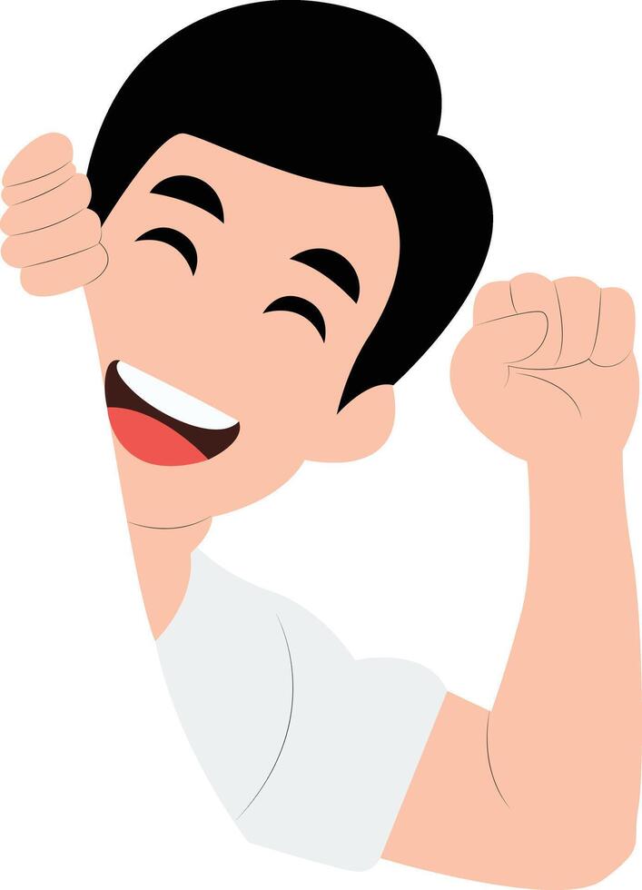 Happy Man Celebrating Success Cartoon, happy World Sleep Day vector