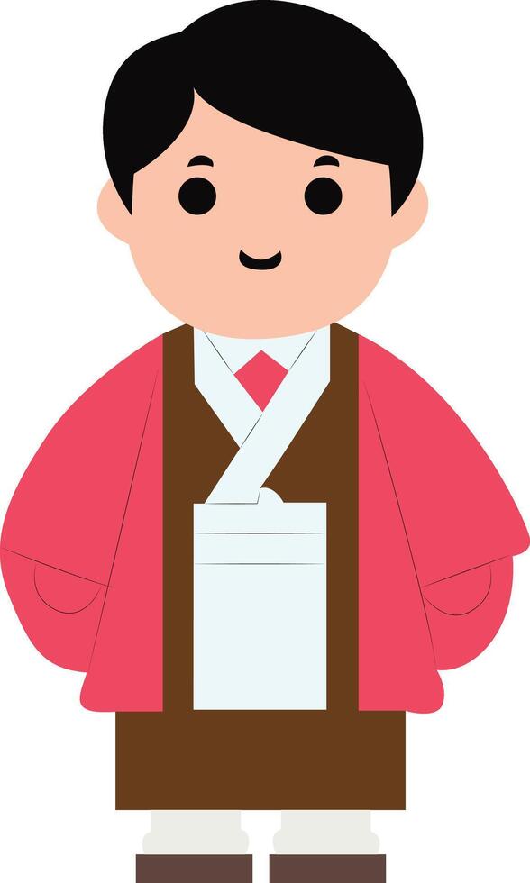 Boy Wearing Traditional Japanese Outfit, Hinamatsuri Doll vector