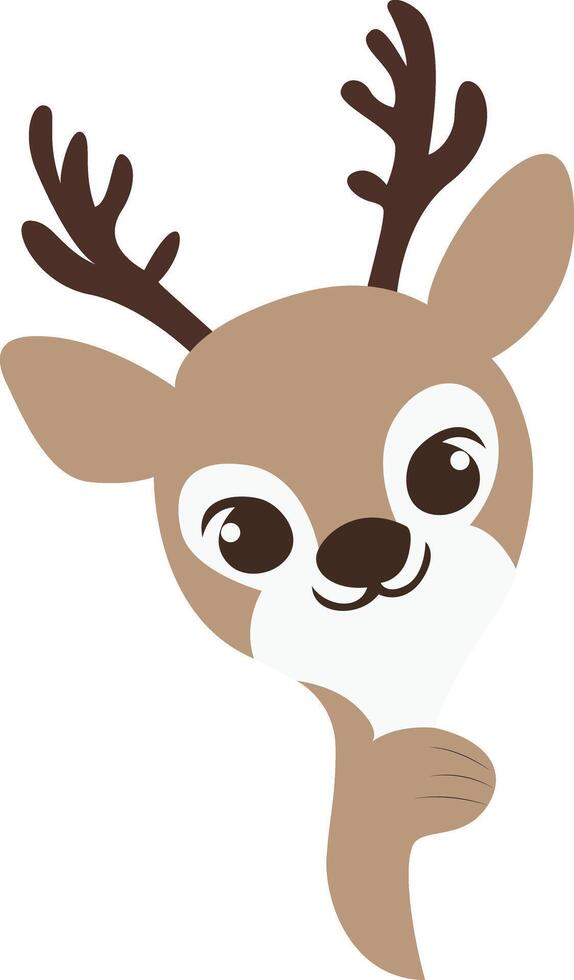 Cute Reindeer Cartoon Christmas Design peeking, happy World Wildlife Day vector