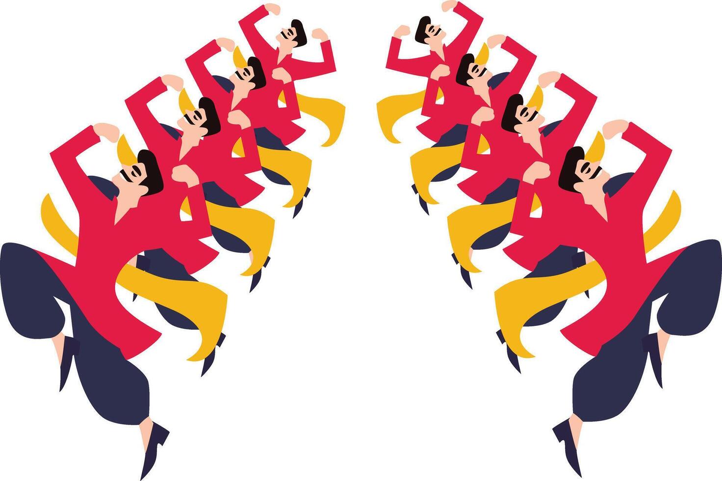 Men Dancing Red Yellow Festive Art,happy Melbourne Moomba Festival vector