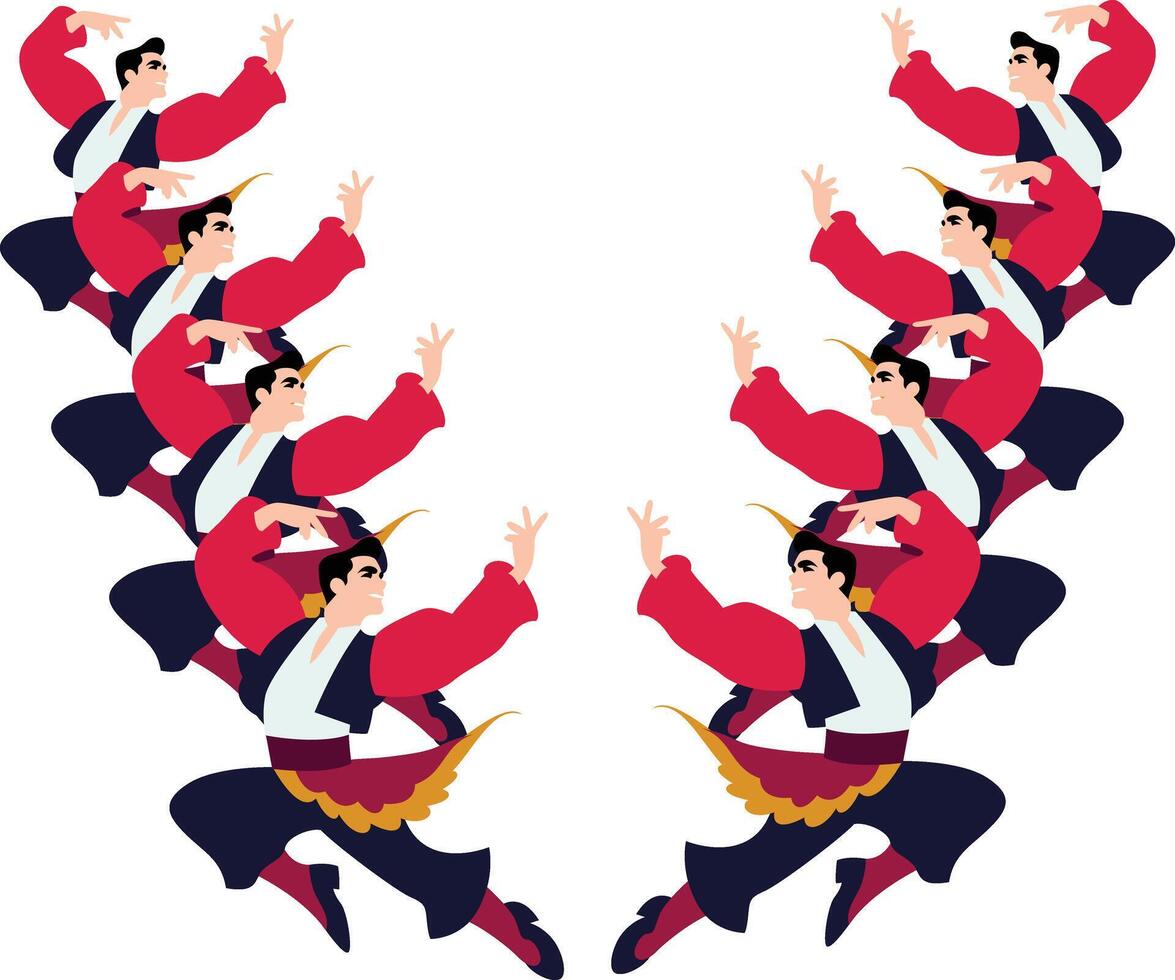 Greek Male Dancers Red Costumes,happy Melbourne Moomba Festival vector