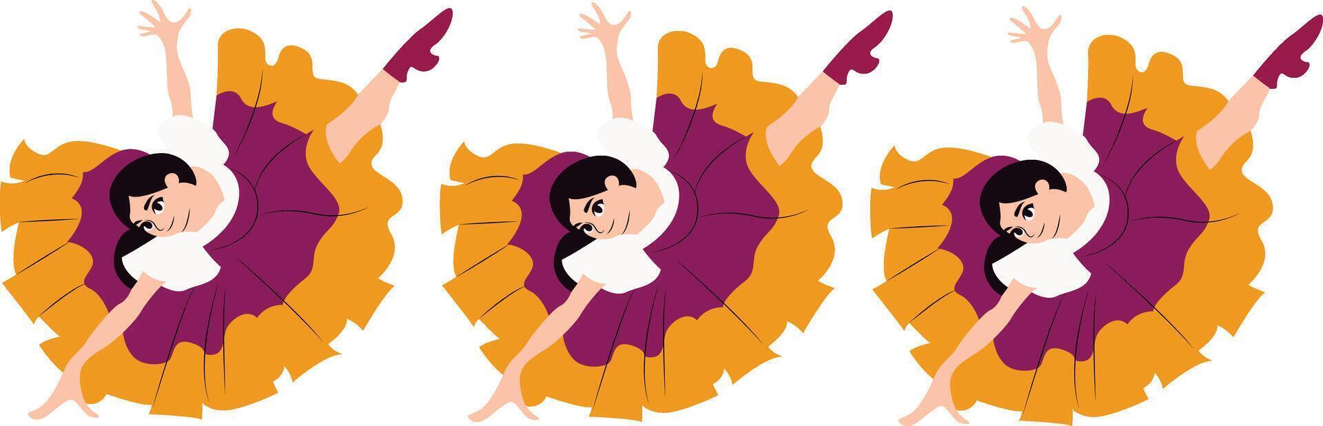 Girl Dancing Folk Dress Sequence, happy Melbourne Moomba Festival vector