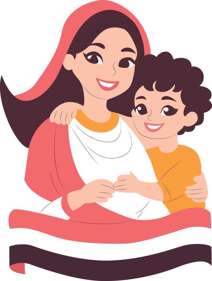 Yemeni Mother Child Flag Illustration,happy Mothers Day Egypt vector