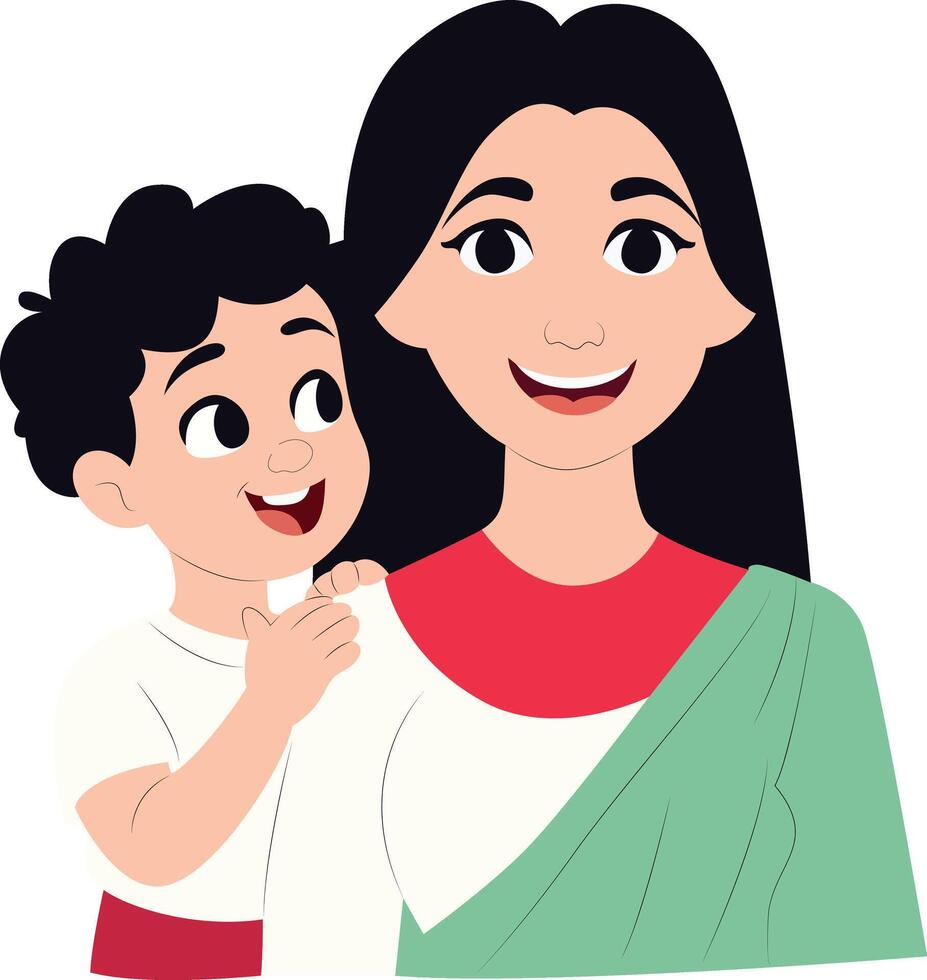 Happy Mother Son Cartoon Illustration,happy Mothers Day Egypt vector