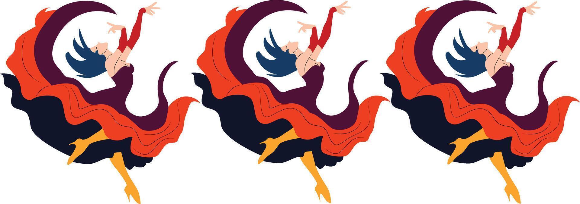 Flamenco Dancer Triptych Abstract Art., happy Melbourne Moomba Festival vector