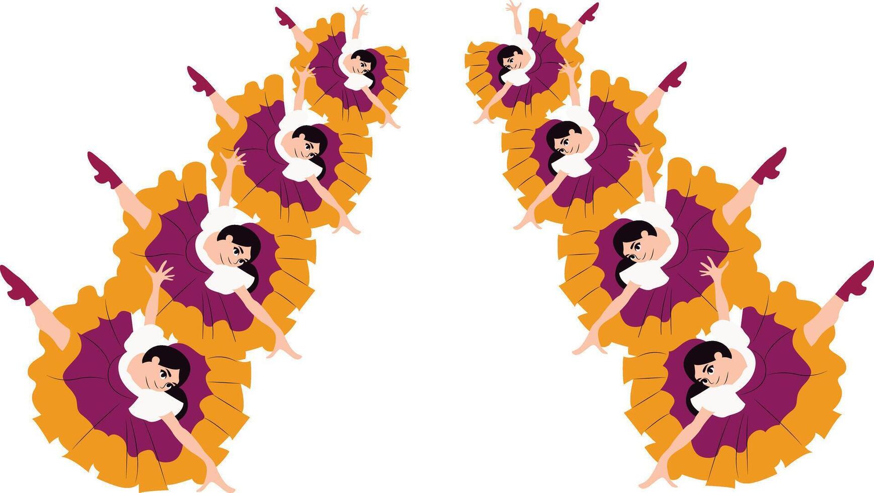 Eight Dancers in Folk Costumes., happy Melbourne Moomba Festival vector