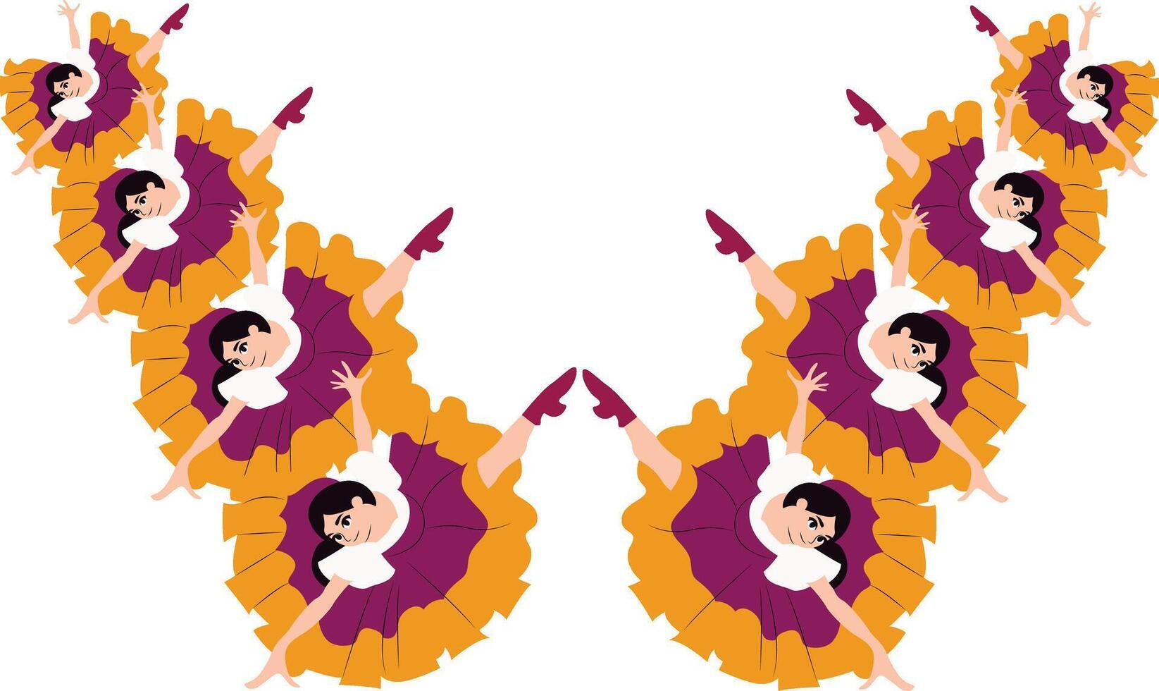 Folk Dancers Mirrored Dress Design, happy Melbourne Moomba Festival vector