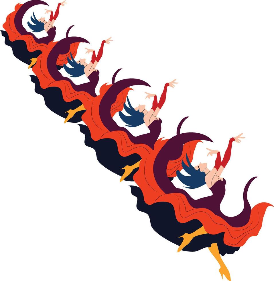 Flamenco Dancers Dynamic Pose Art, happy Melbourne Moomba Festival vector