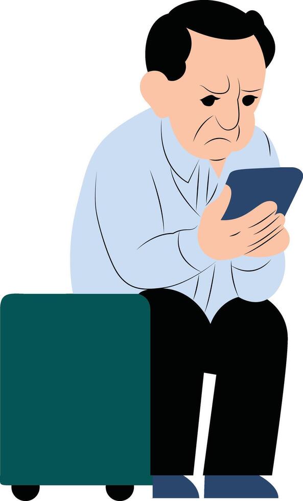 Grandpa has difficulty with the phone, International Day of Older Persons vector
