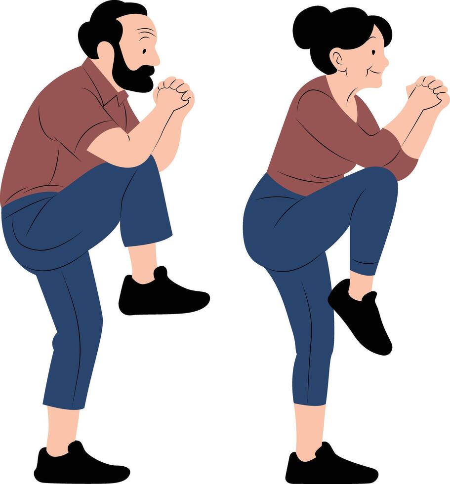 Elderly Couple Doing Excercise, International Day of Older Persons vector