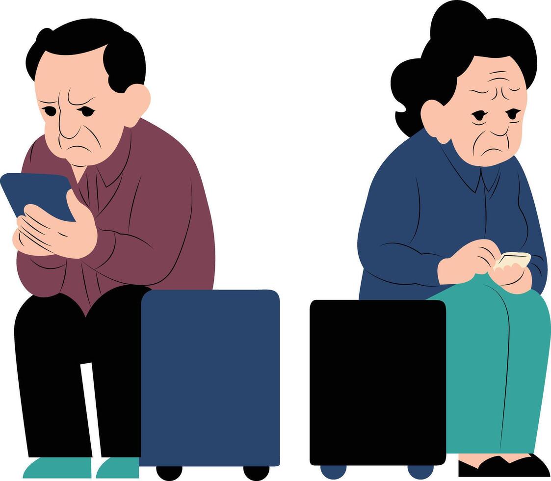 Grandpa and grandma are angry with each other, International Day of Older Persons vector