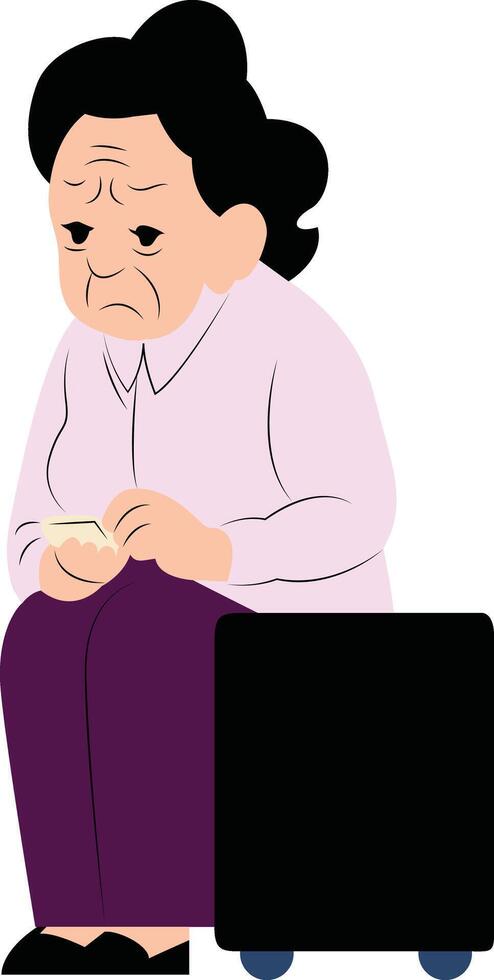 Grandma has difficulty with the phone, International Day of Older Persons vector