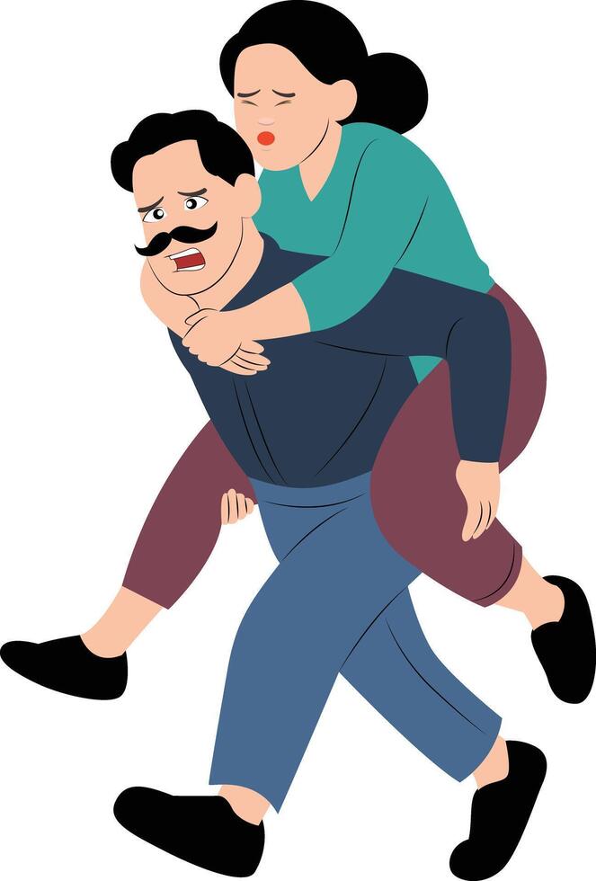Elderly man playfully giving a piggyback ride to her partner vector