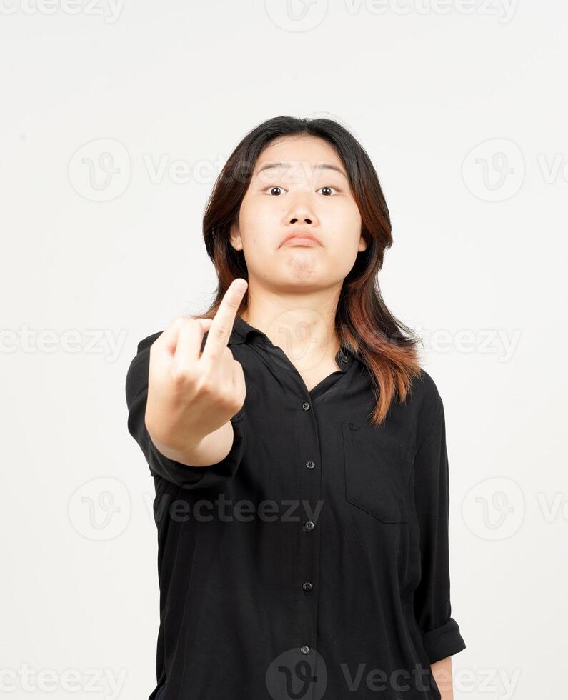 Showing hands of Beautiful Asian Woman Isolated On White Background photo