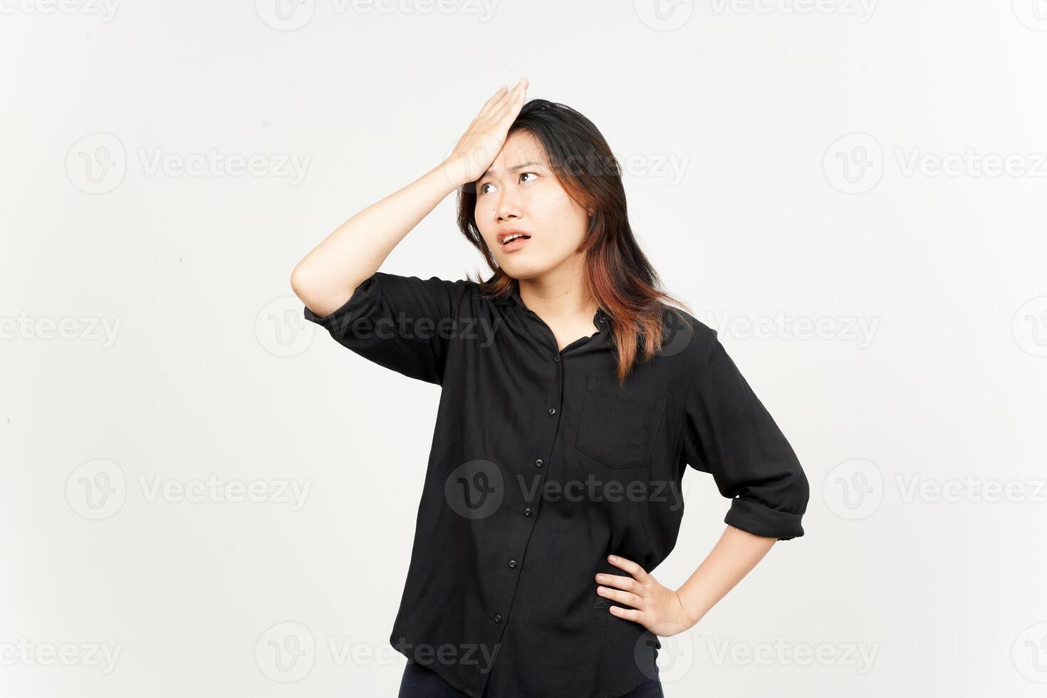 Forget something gesture of Beautiful Asian Woman Isolated On White Background photo