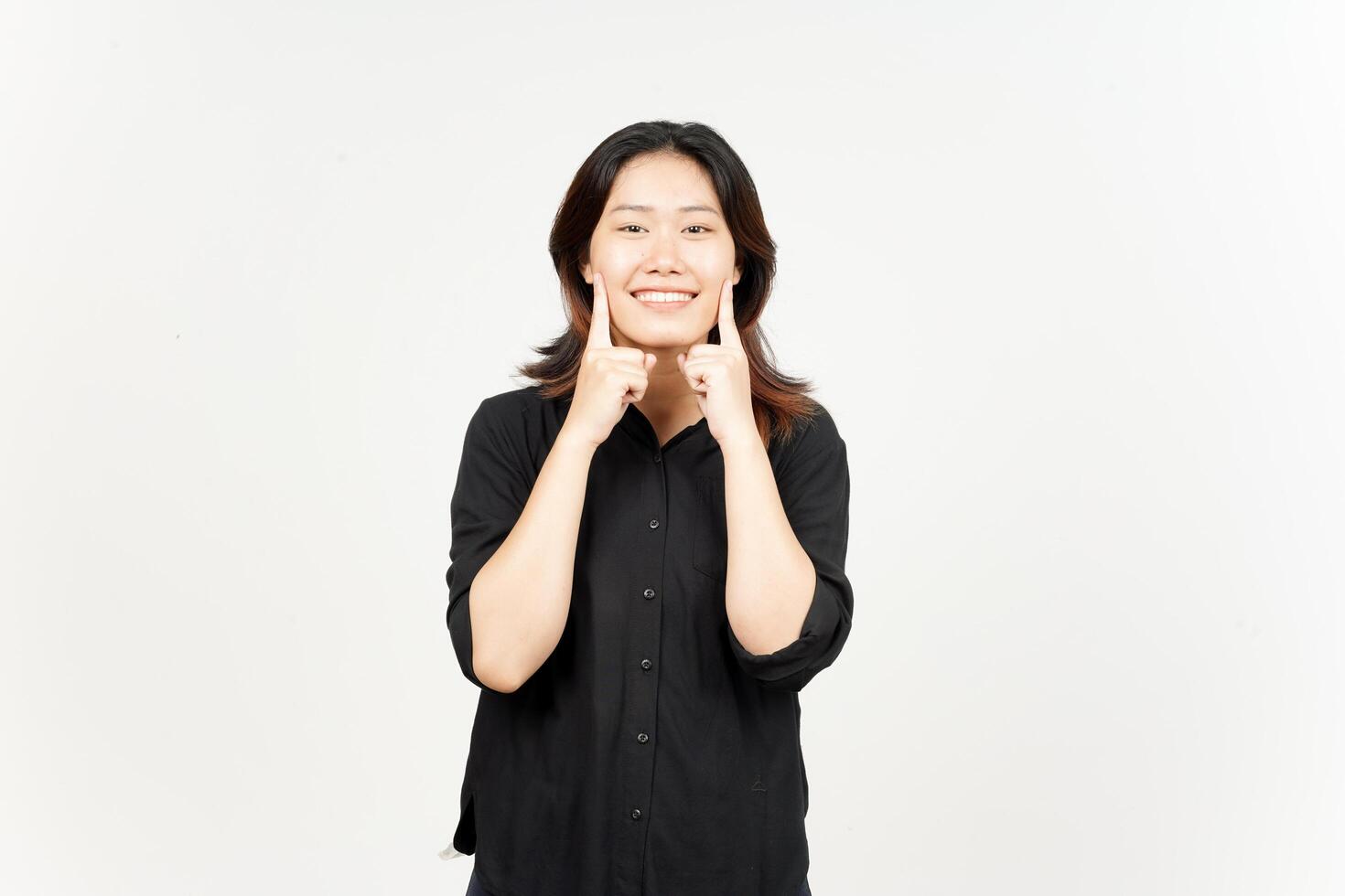 Smile looking at camera of Beautiful Asian Woman Isolated On White Background photo