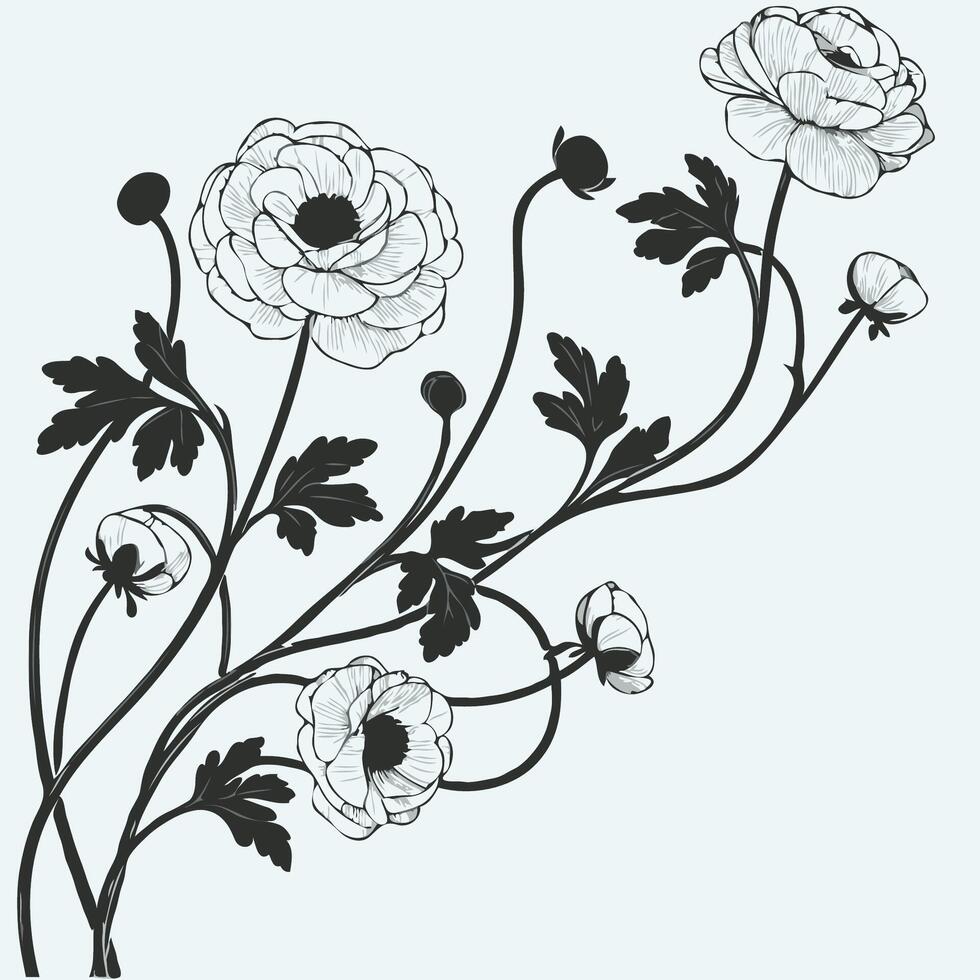 An illustration of a branch with flowers vector