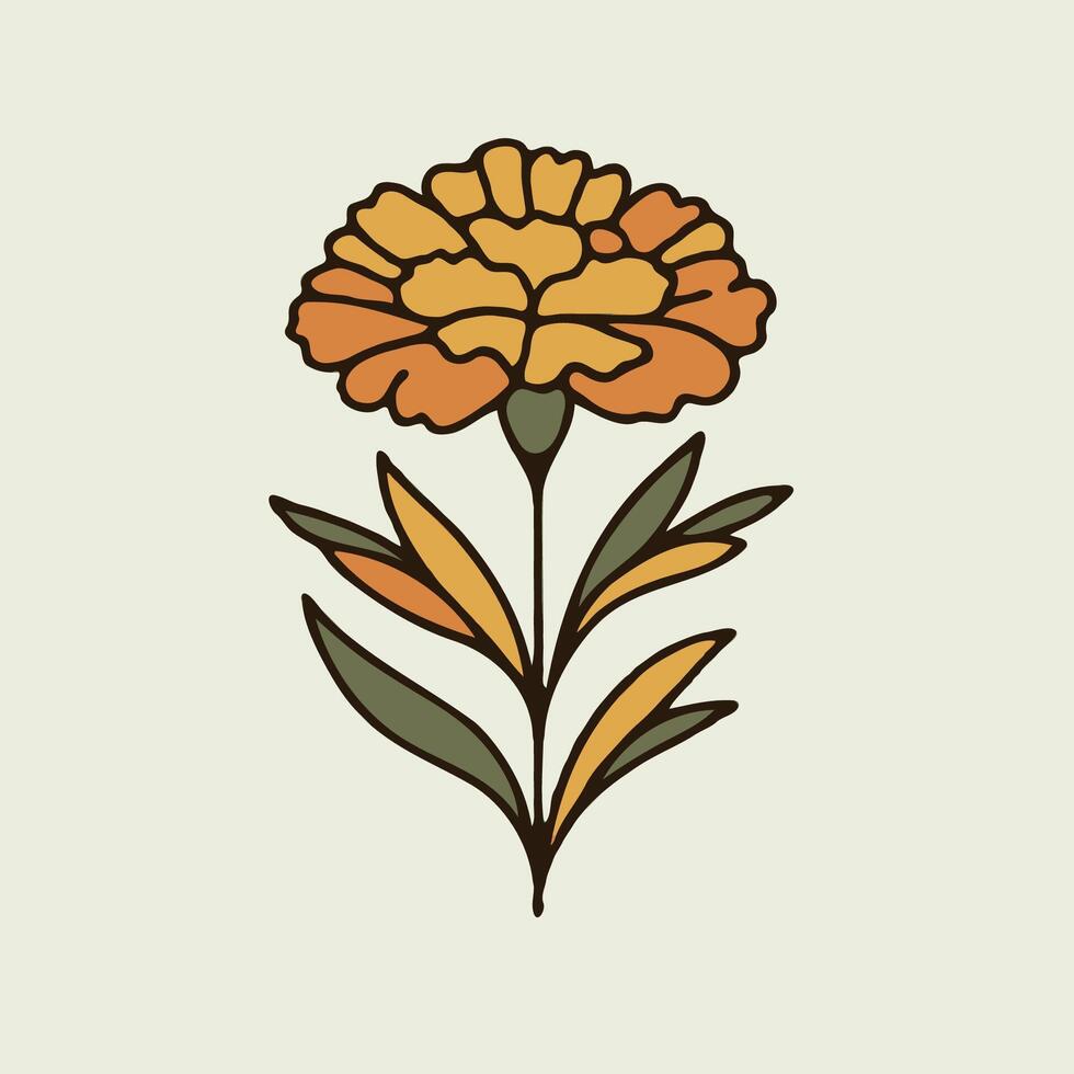 A flower with leaves and petals in a simple style vector