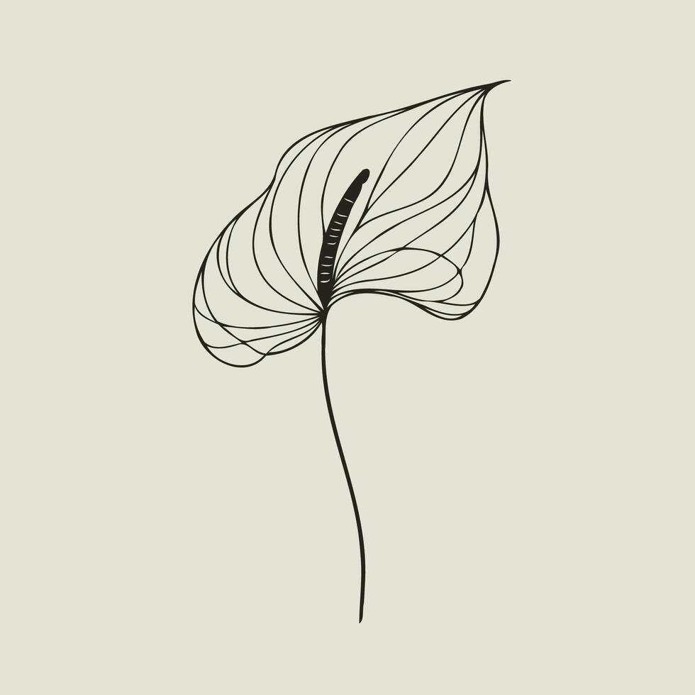 An abstract drawing of a plant with a stem vector