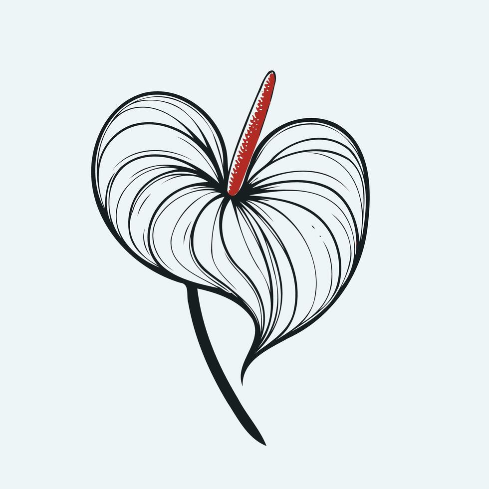 An art flower with a red stem and a white flower vector