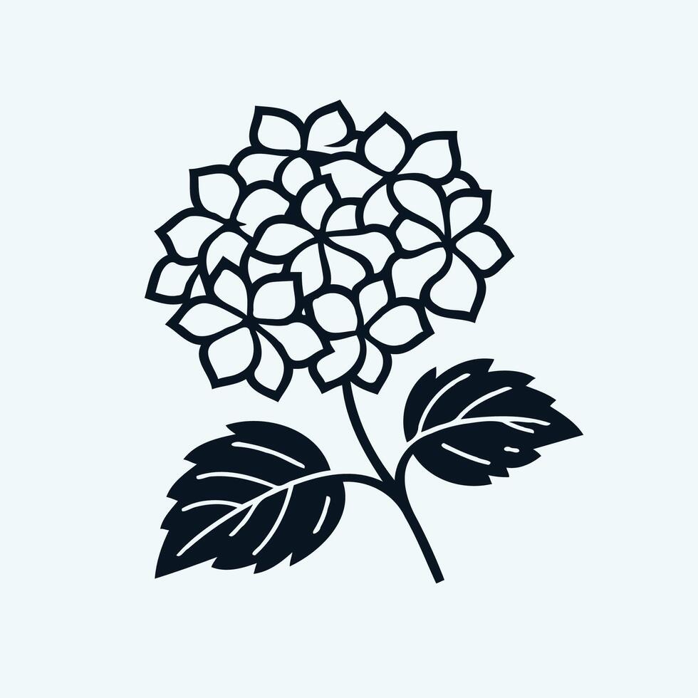 A flower with leaves and flowers on a white background, Geranium line art vector