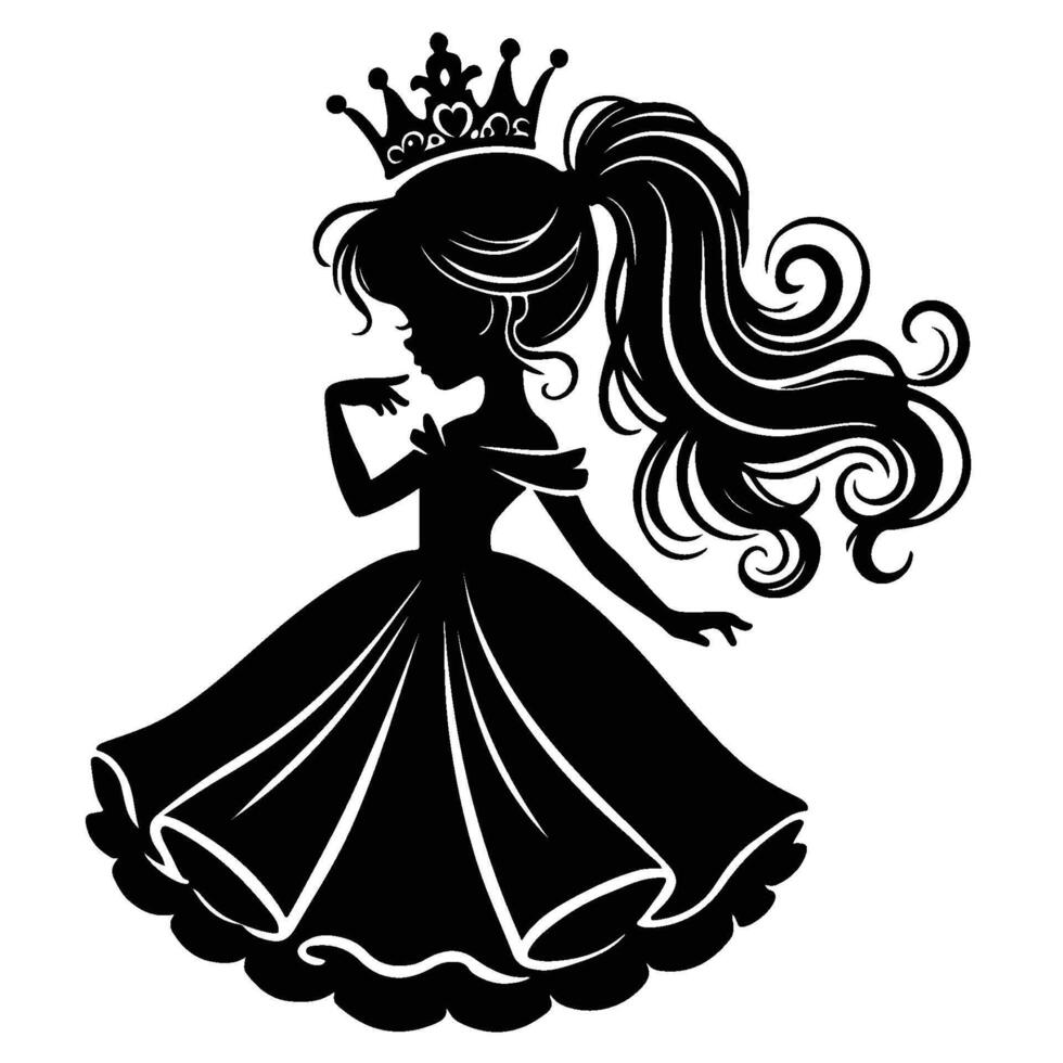 Silhouette of a Princess With Crown vector
