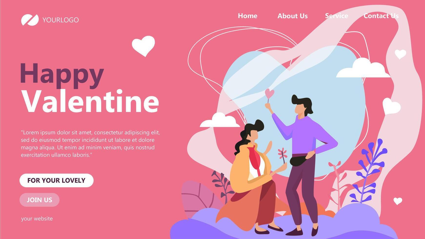 Happy Valentine Landing Page vector