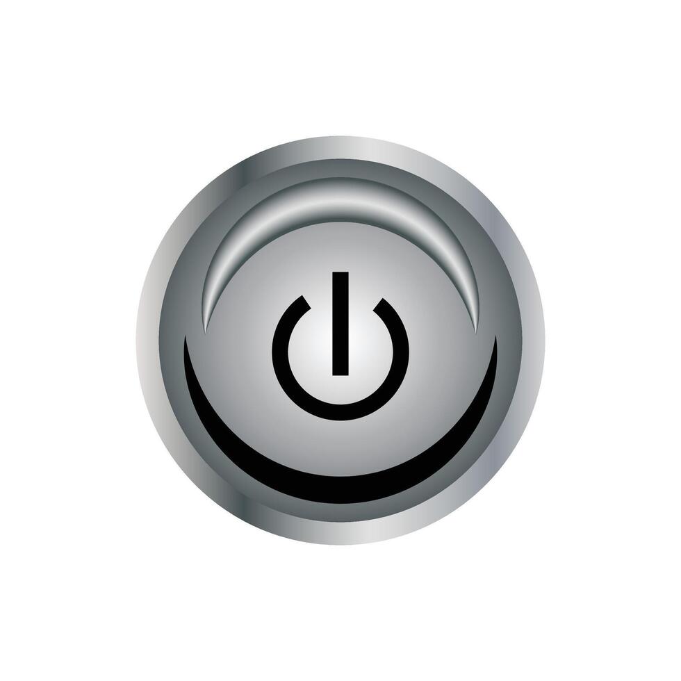 A silver button with a power symbol on it vector