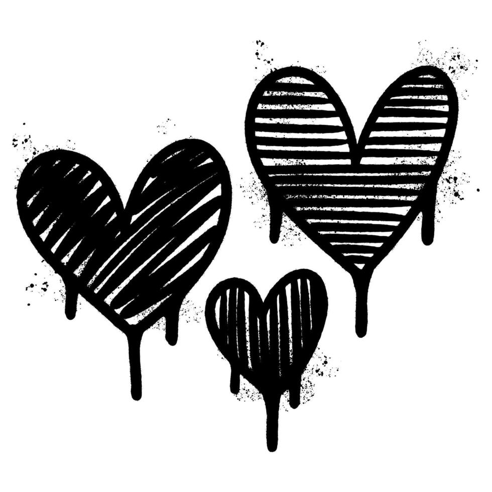 Spray Painted Graffiti heart icon Sprayed isolated with a white background. graffiti love icon with over spray in black over white. vector
