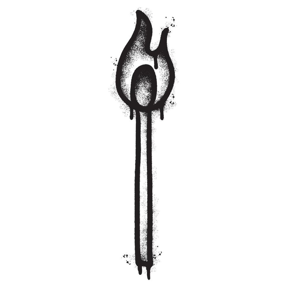 Spray Painted Graffiti Burning match isolated on white background. vector