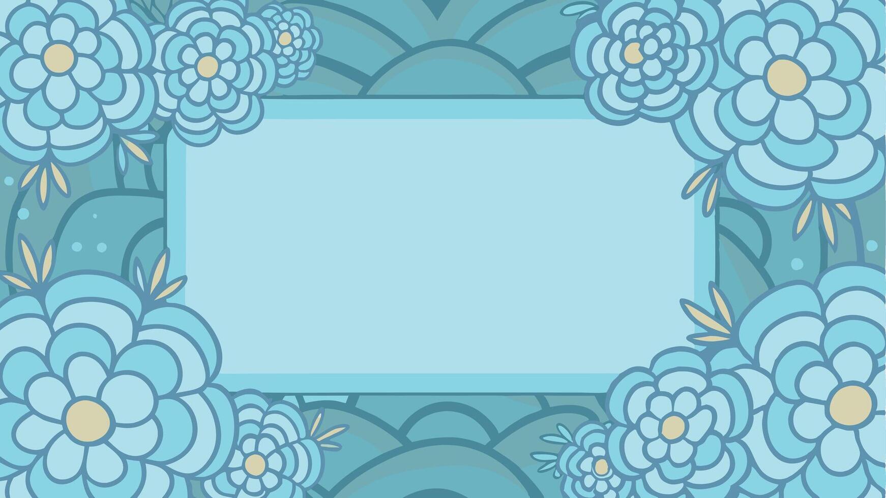 Blue flowers frame with a blank space for text vector