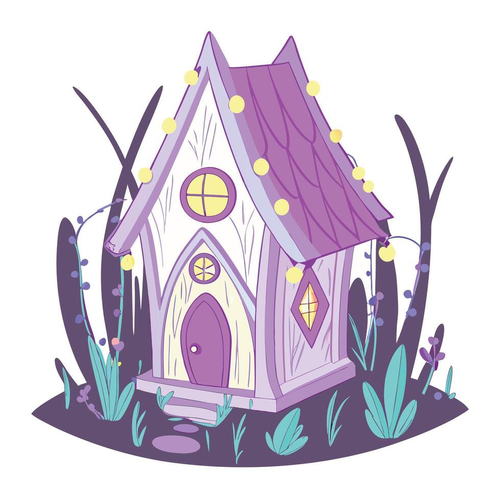 Hand drawn cute fairy house vector