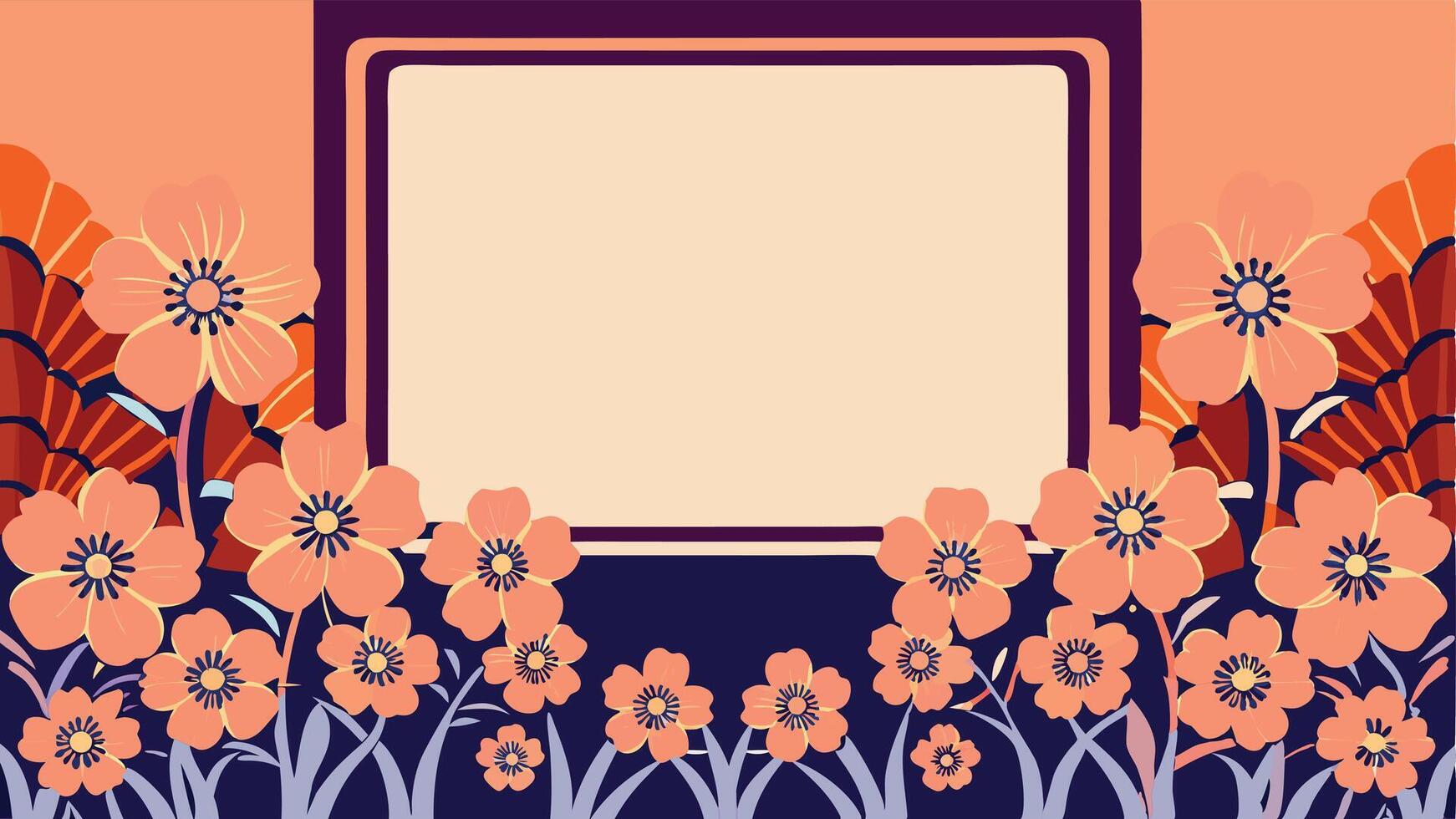 An abstract background with flowers and a square frame vector