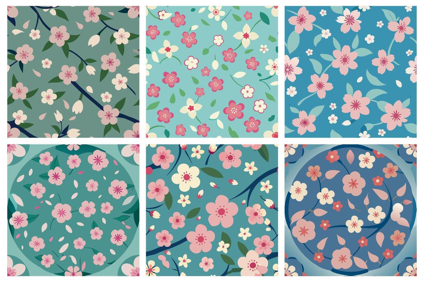 Colorful Floral Patterns Collection vector