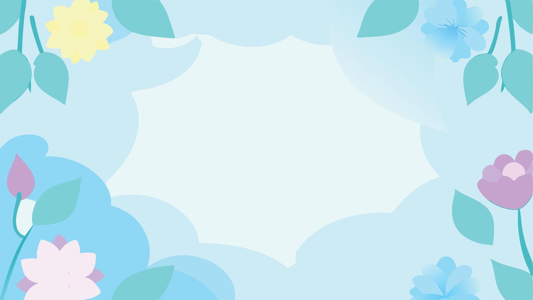A blue background with flowers and leaves vector