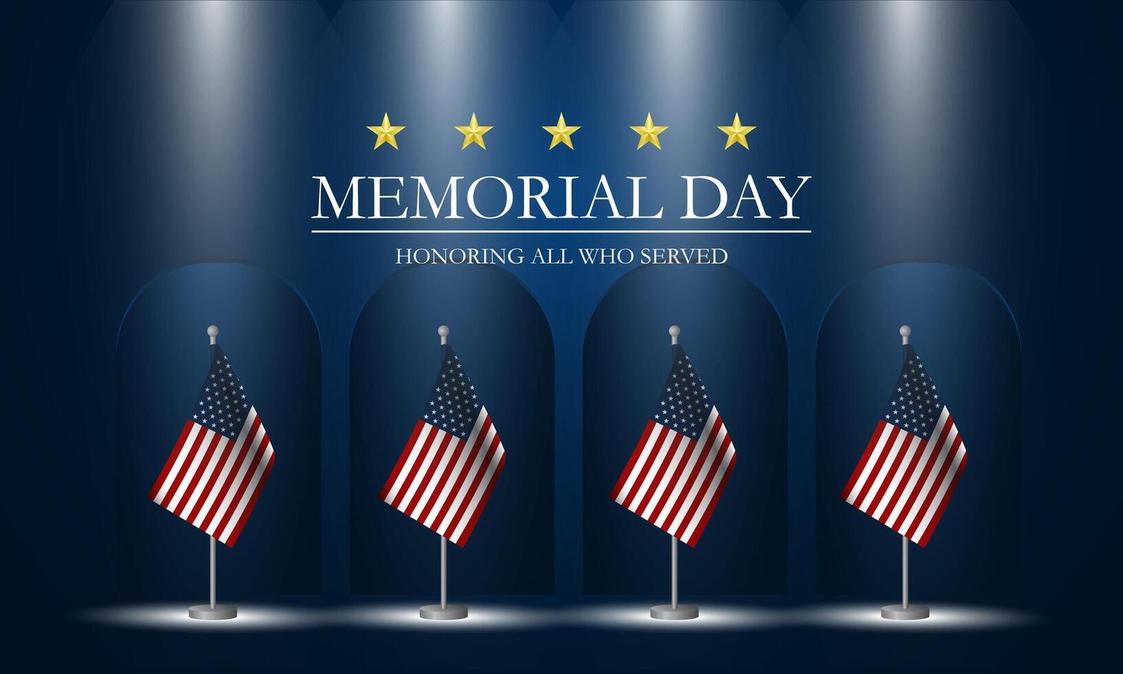 Memorial day background design with honoring all who served text vector