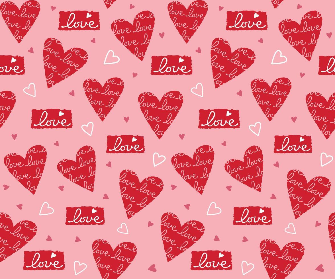 Seamless Valentine Heart Pattern On Pink Background For Gift Wrap And Fabric Print vector