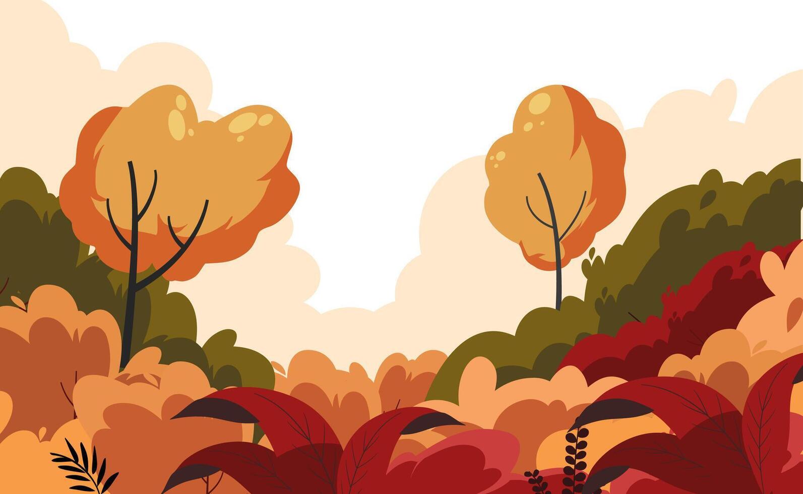 Autumn landscape with trees and leaves vector