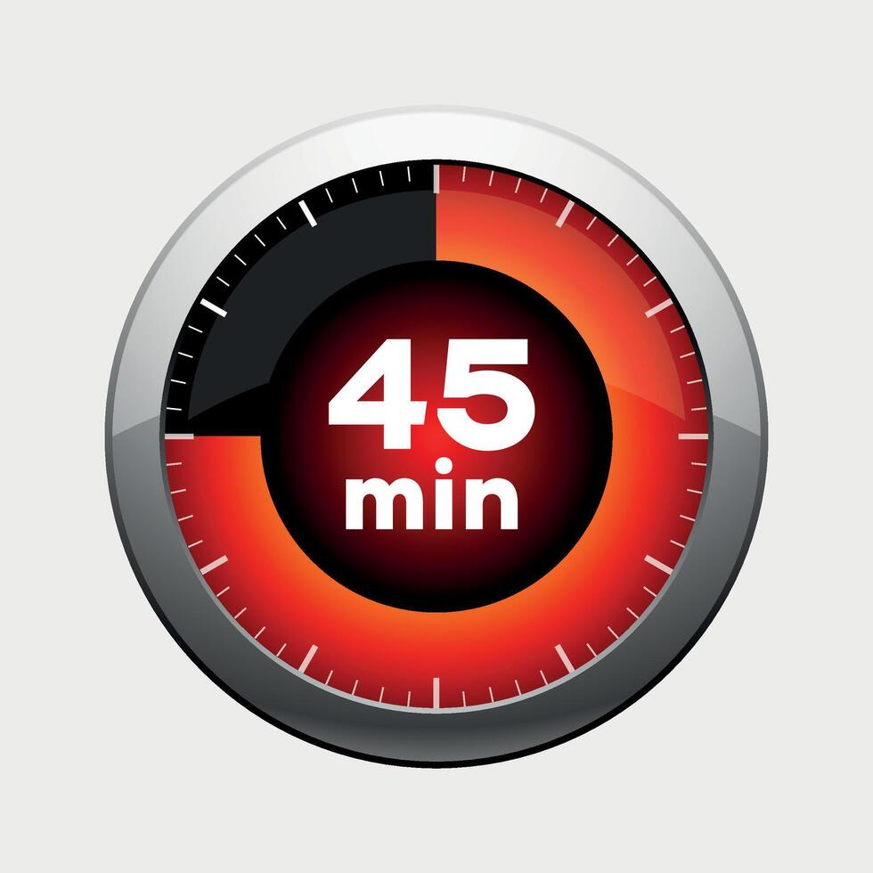 45 minutes timer icon isolated on white background vector