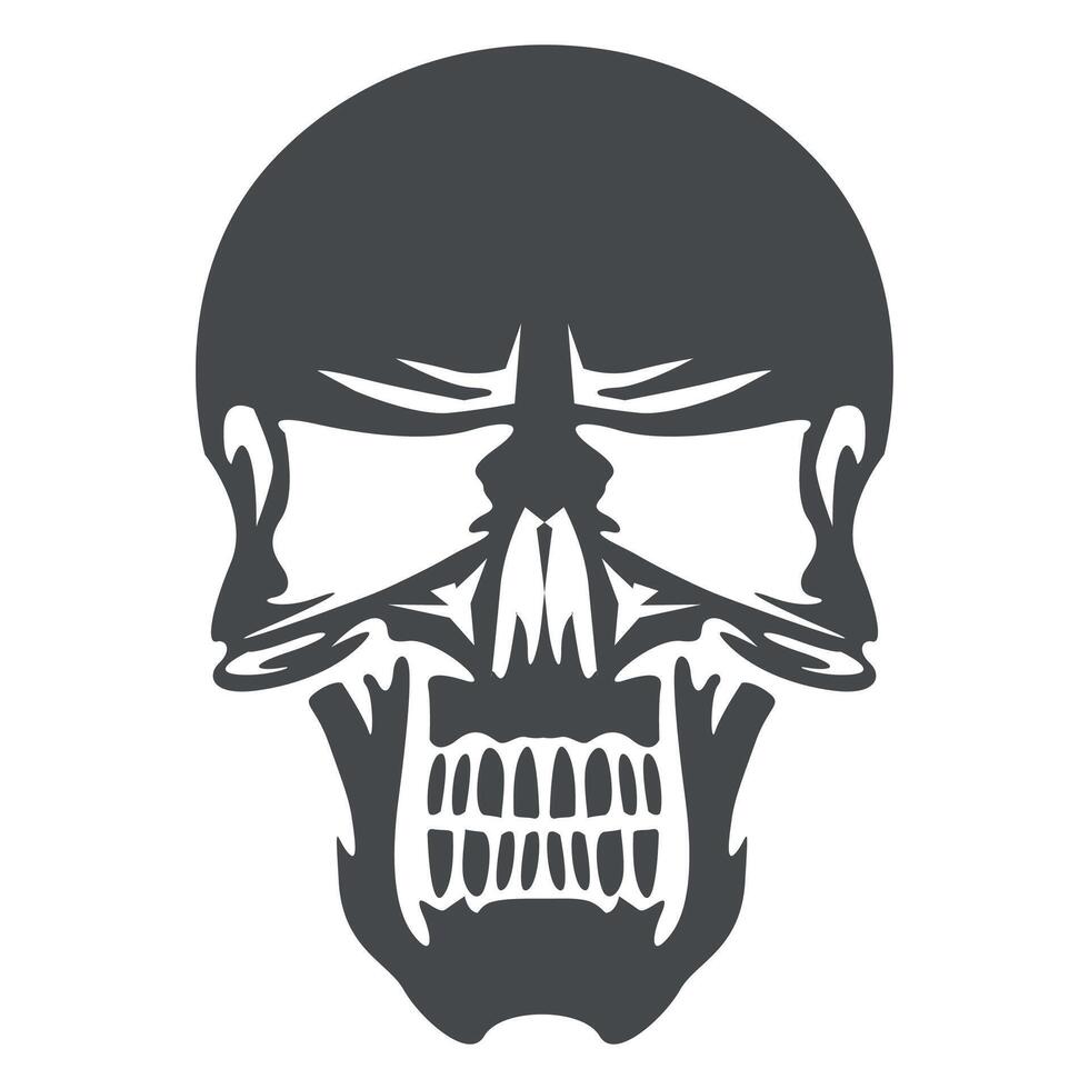 black and white human skull icon isolated on white background vector