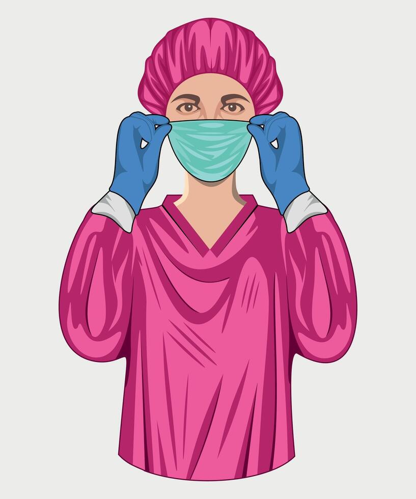 icon of surgeon doctor in mask and medical cap isolated on white background, surgeon in cap, doctor isolated on white background vector