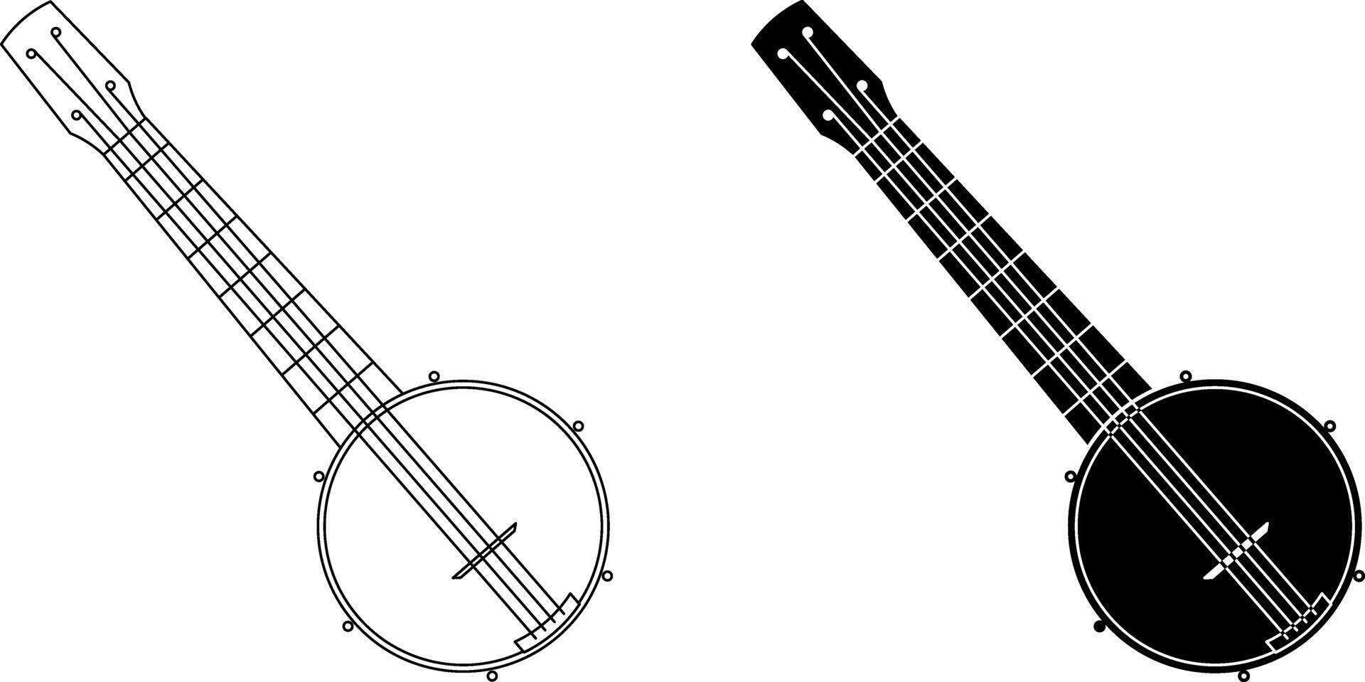 Banjo ukulele also known as the banjolele icon set vector