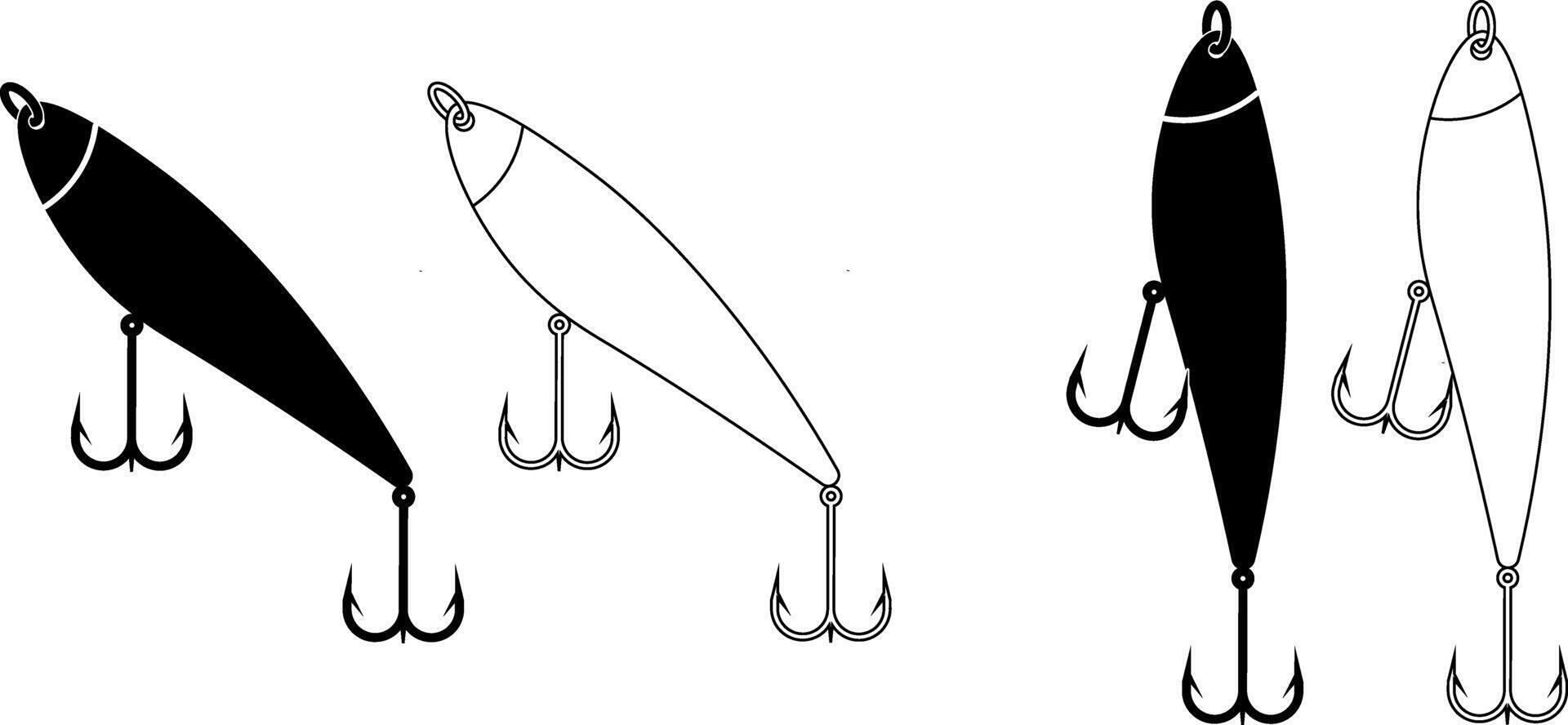 outline silhouette fishing lure icon set vector
