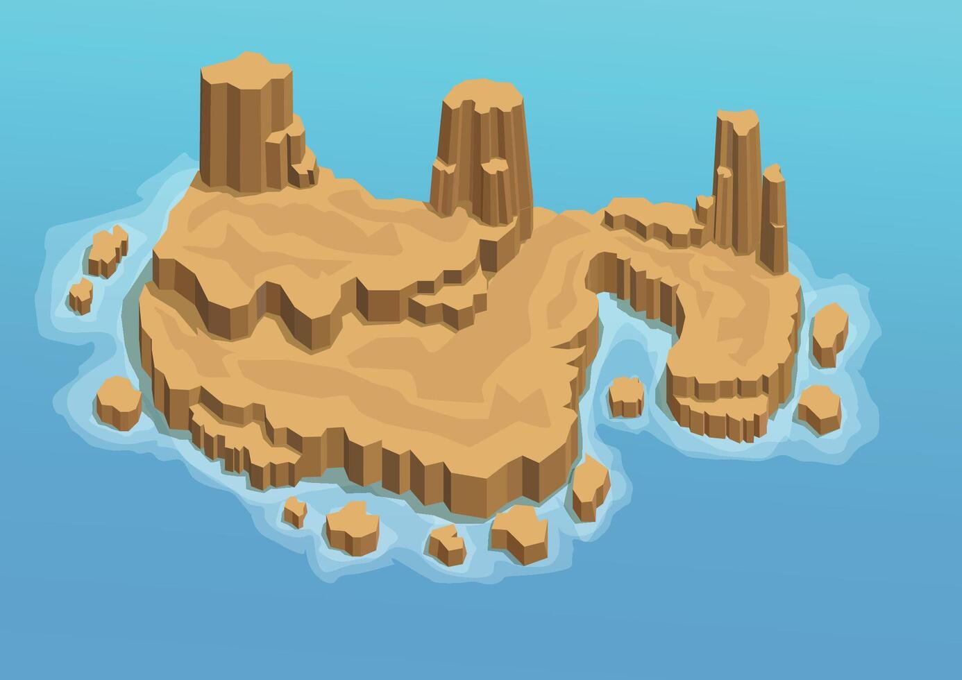 Isometric natural rocky island vector