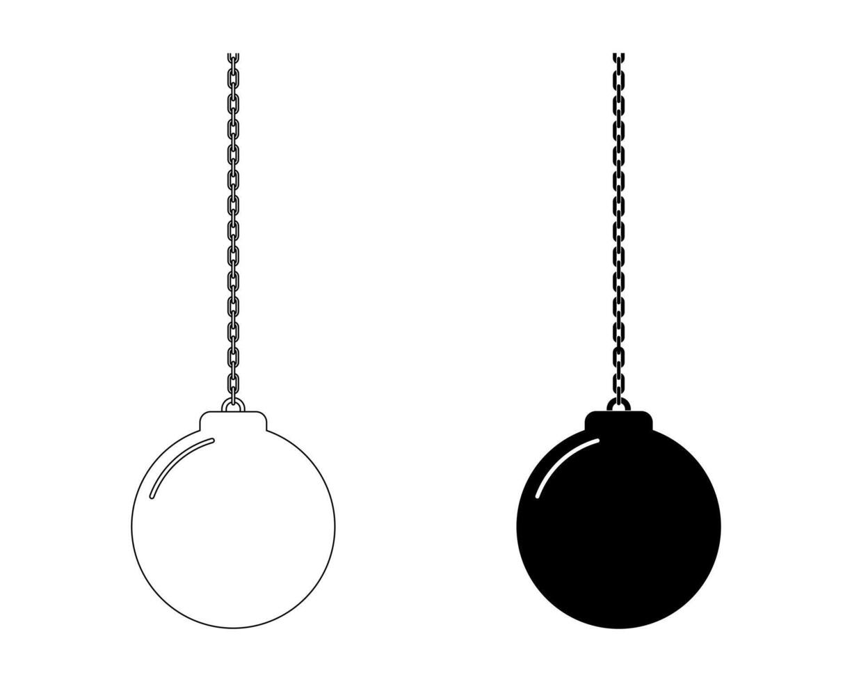 Wrecking ball chain icon set vector
