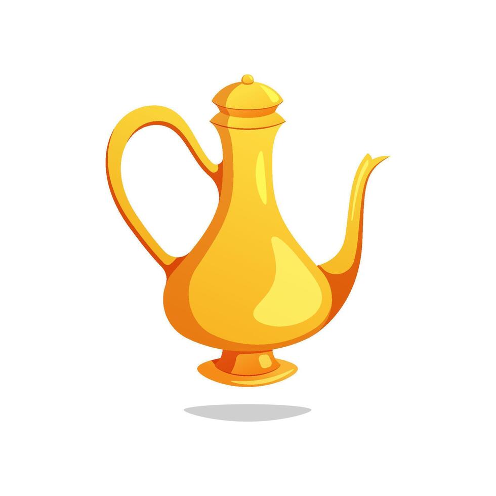 Antique teapot gold isolated on white background. vector