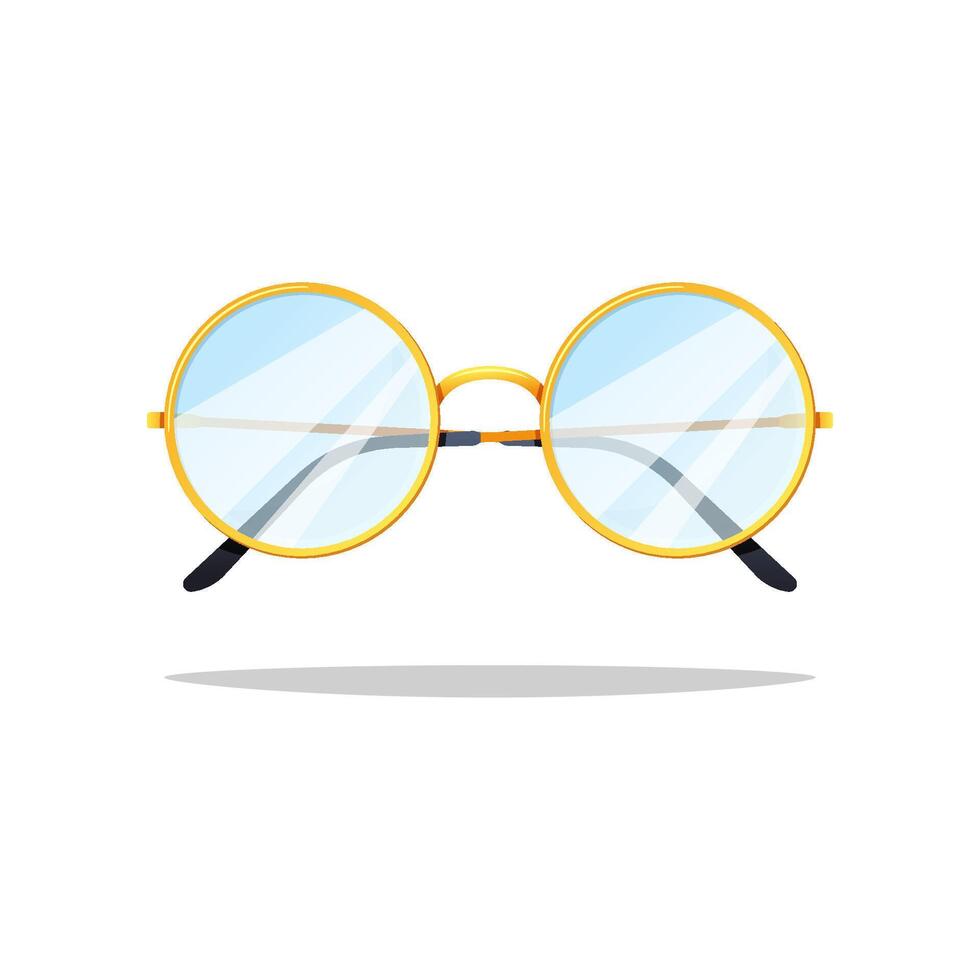 Gold round glasses isolated on white background. vector