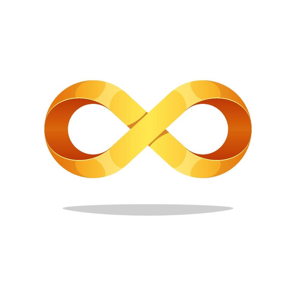 Gold infinity isolated on white background. vector