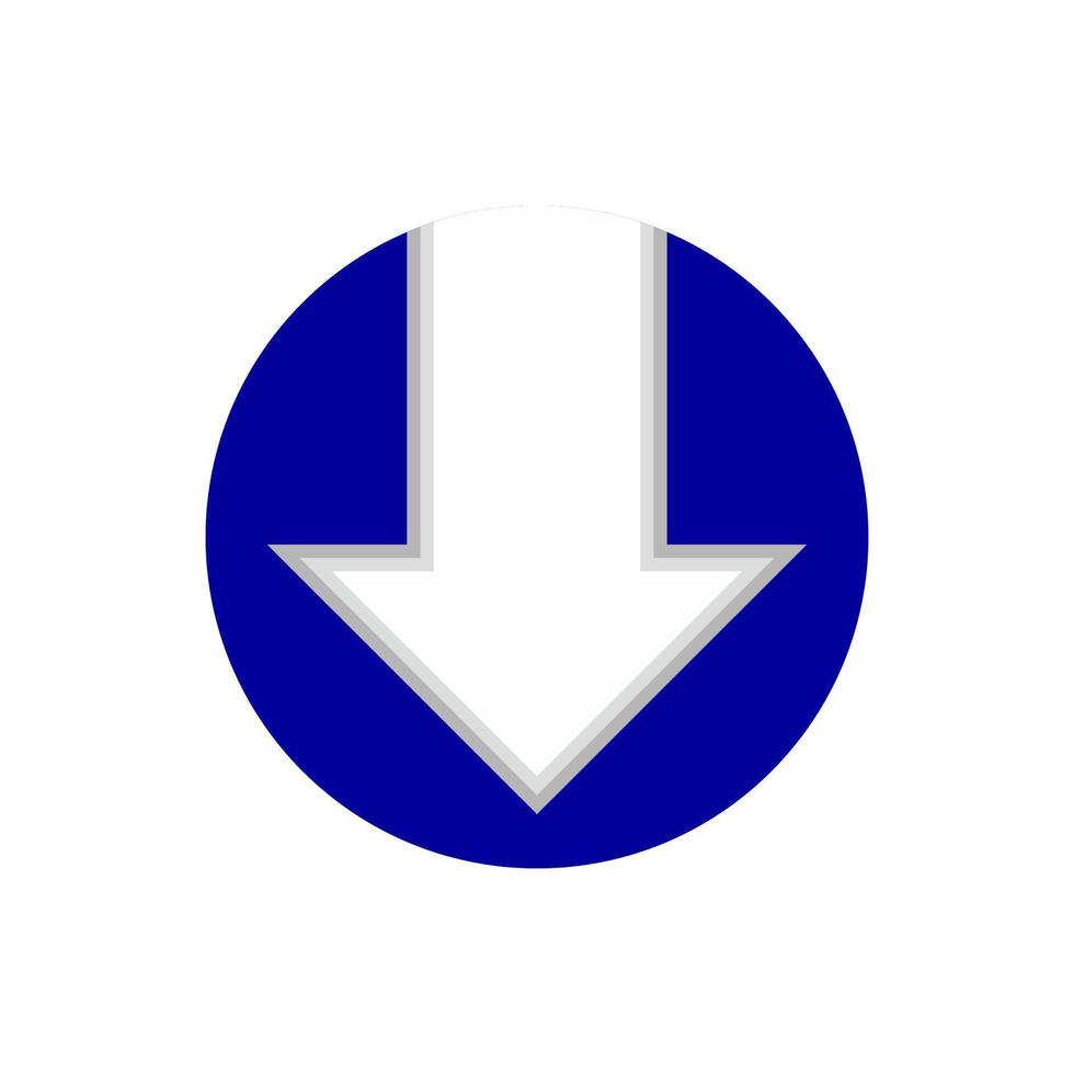 blue arrow pointing down, clip art blue arrow icon pointing to down isolated on white background. vector